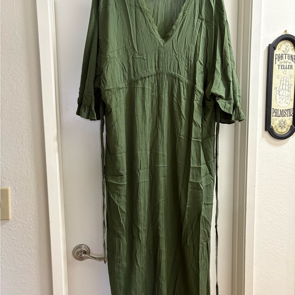 Angie Green V-Neck Dolman Sleeve Dress